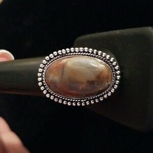 Large Oval Mexican Crazy Lace Ring Beaded Edge
